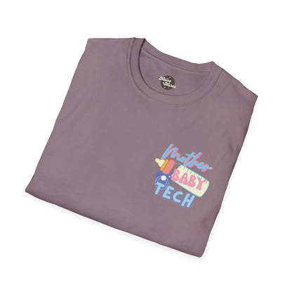 FIRST BABYSITTER (TECH) | Unisex Softstyle T-Shirt